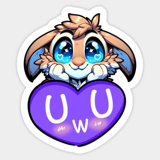 Blushing UwU Furry Anthro Bunny Heart Sticker